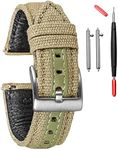 Hemsut Military Canvas Watch Bands, 18mm Watch Bands for Men, Quick Release Watch Strap, Fabric Sport Replacement