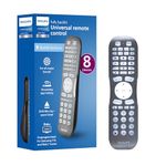 Philips Remote Control for Samsung, Vizio, LG, Sony, Sharp, Apple TV, TCL, Panasonic, Streaming Players, Blu-ray, DVD, and More, 8 Device, Backlit, Brushed Graphite, SRP8121G/27