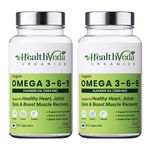 Health Veda Organics Vegan Omega 3-6-9 Flaxseed Oil (1000mg) for Healthy Bones, Hair & Skin| 120 Veg Soft Gel Capsules for Women & Men (Pack of 2)