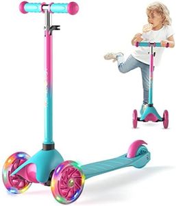 XJD Patinete niño Scooter Desmontable Manillar Ajustable con Cerradura de Dirección con LED Luces Carga Máxima 50kg Patinete de Tres Ruedas para Niños de 2 a 8 Años (Verde-A)