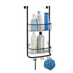 iDesign Shower Caddy Over the Door, Small Hanging Bathroom Organiser with Two Shelves Made of Durable Metal, Practical Shower Storage for Shampoo, Shower Gel and More, Black