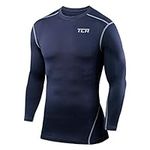TCA Mens & Boys Pro Performance Compression Shirt Long Sleeve Top Compression Tops for Men Base Layers Men - Navy, 10-12 Years