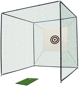 10X10X10FT Golf Practice Net Cage Metal Frame Hitting Net Kit for Backyard，Golf Sports Barrier Nets Golf Batting Cage Netting Golf Training Simulators for Home