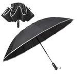 BSDYCL Inverted Umbrella windproof strong, Folding Travel Umbrella - Auto Open/Close, 16 Ribs, Ergonomic Handle - Compact umbrella with Reflective Safety Strip - The Strong Windproof Wonder!