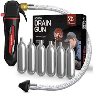 Homiom Drain Gun – AC Drain Line Cleaner Tool With Flexible Hose Pipe For HVAC Clogs - Includes 4 CO2 Air Conditioner Drain Cleaner Cartridges