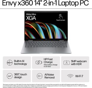 HP Envy x360 14” 2-in-1 Laptop – Intel Core Ultra 7, 16GB RAM, 512GB SSD, Touchscreen, Silver