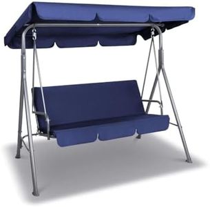 Milano Decor Outdoor 3 Seater Garden Hammock Swing Bench Seat Chair Canopy Furniture, Dark Blue