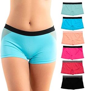 Alyce Intimates Women's Seamless Boyshort Sport Panty, Pack of 6