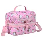 Chase Chic Girls Lunch Box, Insulated Unicorn Lunch Bag for Kids, Lightweight Waterproof Cooler Bag in Dual Compartment, Leak-Proof Lunch Organizer Snack Bag for School Picnic