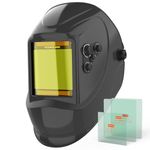 YESWELDER Large View Auto Darkening Welding Helmet, Blue Light Blocking, 1/1/1/1 True Color Solar Powered Welder Hood Mask with 4 Arc Sensors, Wide Shade 3/5-9/9-13 for TIG MIG ARC Cut and Grind