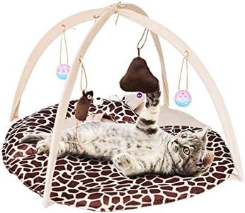 PetBonus Cat Play Mat, Cat Activity Center with Interactive Hanging Toys, Bell Ball, Mice Toy for Cats, Kitten, Kitty (Giraffe)