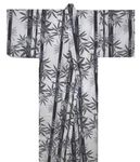 Japanese Women's Yukata Kimono Robe Bamboo White 58in Size L