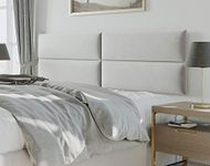 Vänt Upholstered Wall Mounted Headboard Panels -Philip Layout - 78" X 23"-Configuration of 4 Individual Panels - Recommended for King-Cal King - Velvet/Platinum Grey