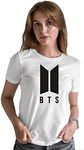 MATROO BTS tshirt for women and Girls (Large, White)