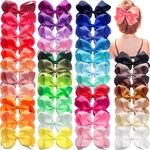 JOYOYO 40Pcs 6" Hair Bows Alligator Clips Grosgrain Ribbon Big Bows Clips For Girls Toddlers Kids Children