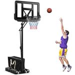 SPOTRAVEL Height Adjustable Basketball Hoop Stand, Portable Basketball Stand with 44" Backboard, Wheels & Stable Base, Professional Basketball Hoop Net System for Kids Junior Adults, 245cm-305cm
