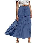 FunAloe Womens Summer Skirts Plus Size Maxi Skirt Summer Pleated Skirt Pleated Skirt with Waist Boho Dresses for Women UK Skirts for Women UK Plus Size Casual Dresses for Women Long Skirts for Girls