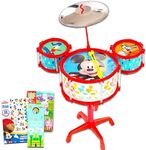 Mickey Mouse Drum Set for Kids - Bundle with Mickey Drum Music Set, Mickey Tattooos, More | Mickey Musical Toys for Toddlers, Boys, Girls