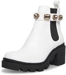 Steve Madden Women's Amulet Ankle Boot, White, 9 US