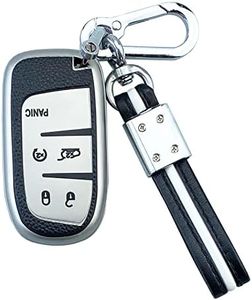 ShuDay Key Fob Case Cover Compatible With Jeep Grand Cherokee Renegade Compass Chrysler 200 300 Dodge Ram RAM Durango Charger Challenger Journey Darts Fiat Accessories (Silver Suit)