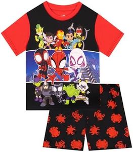 Marvel Spidey Y Sus Amigos Pijama Niño | Pijamas Spiderman Niños | Pijama Chico Invierno | Negro 6-7 años