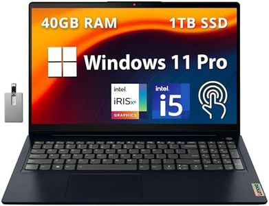 Lenovo IdeaPad 3i 15.6" FHD Touchscreen Laptop, Intel i5-1155G7, 40GB RAM, 1TB PCIe SSD, Intel Iris Xe Graphics, Num Pad, WiFi 6, Webcam, Windows 11 Pro, Abyss Blue, 32GB Hotface USB Card