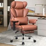 BESTFAIR Ergonomic Office Chair with Footrest, Wide Seat Big and Tall Desk Chair, 400 LBS Leather Executive Office Chair with Lumbar Support, Comfy Computer Gaming Chair for Adults, Brown