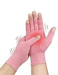 Donfri 1 Pairs Arthritis Gloves Fingerless Compression Gloves for Women Men Relieve Symptoms Rheumatoid Osteoarthritis Raynauds Disease Breathable Comfortable Machine Washable (Pink (1 Pair), S)