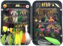 Hand Tied Fly Fishing Flies Assortment Kits, 88PCS Flies & Floating, Submersible Throwing Aid. Dry, Wet, Popper, Nymphs, Streamers, Wooly Buggers, Terrestrials | Trout, Bass Lure Set
