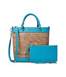 Anne Klein Women's Mini Tote with Pouch, Turquoise Sea/Cork, One Size