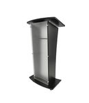 Acrylic Church Podium Pulpit Debate Conference Lectern Plexiglass Lucite Black Wood Shelf Cup Holder on Wheels 1803-5-BLACK