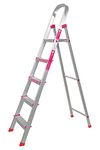 Casa Copenhagen Designed in Denmark, 5-Step Foldable Aluminium Ladder Laser Cut with Super Advance Sure-Hinge Technology,7 Years Warranty - Fine Silver