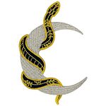 ZEGINs Old Tribe Snake Twisting Silvery Moon Patch Embroidered Applique Badge Iron On Sew On Emblem