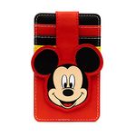 Buckle-Down Disney Wallet, Character Wallet ID Card Holder, Vegan Leather, Red, 3.0" x 5.0", Mickey Mouse