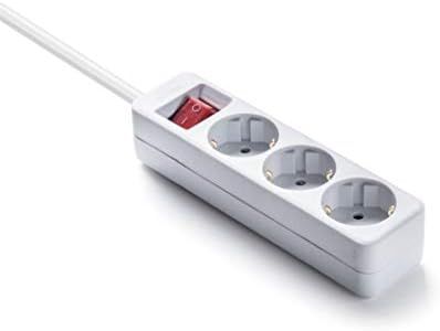 FAMATEL – Regleta ecosockets 3 tomas | Enchufes con Interruptor de encendido | 3 Metros | Hasta 3680W | Protección Infantil | Orientación tomas a 45o | Evita consumos fantasma | Blanco