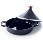 Alva Nori Moroccan Tagine Enameled Cast Iron Pot with Handles - 3.2 Qt,11 in - Cone Shaped Lid, Scratch Resistant Enamel Tajine, Suitable for the Oven and Barbecue