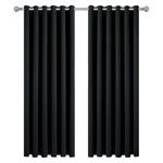 Imperial Rooms Eyelet Blackout Curtains for Bedroom 66x54 inch Drop Thermal Insulated Super Soft Energy Saving Darkening Soft Black Curtain 2 Panel with Tiebacks