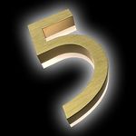 Address Numbers LED, Backlit Floating LED Home Address Numbers, Brushed Gold Finish, Stainless Steel Lighted House Number For Outdoor, Modern, Warm Light,20 Inch,Z
