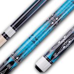 Sinsilvie 13mm 58 Inch 19 20 oz Billiard Pool Cue Stick, 1/2 Maple Billiard Pool Stick, House Bar Pool Table Sticks for Men (Blue 19 oz)