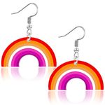 Nanafast LGBT Rainbow Pride Earrings for Women Lesbian Bisexual Pansexual Transgender Nonbinary Asexual Gender Fluid Progress Flag Heart Earrings LGBTQ Pride Jewelry for Pride Month, Acrylic, No