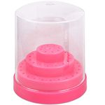 PANA Nail Drill Bit Holder Stand Display Organizer- Dust Proof Storage Container Box Case Tools for Home Use or Nail Salon - (48 Holes, Pink)