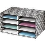 Bankers Box Decorative Eight Compartment Literature Sorter, Letter, Black/White Brocade (6170301)