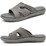 KUAILU Womens Fashion Orthotic Slides Ladies Lightweight Athletic Yoga Mat Sandals Slip On Thick Cushion Slippers Sandals With Comfortable Plantar Fasciitis Arch Support Grey 7