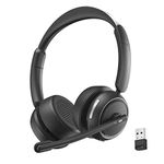 Dytole Wireless Headset with Microphone for PC, Bluetooth Headset with Noise Canceling Microphone & HI-FI Stereo Sound, USB Wireless Headset for Laptop, 65 Hrs Working Time, Work from Home/Open Office