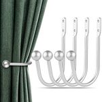 Curtain Holdbacks, 4 pcs Curtains Holder Wall Mounted Drapery Tiebacks Retro Window Hook for Home Decor, Silver