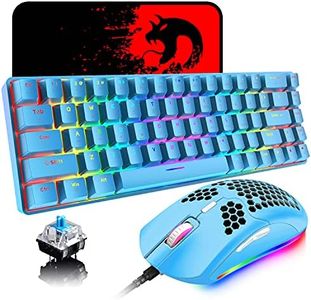 60% Mechanical Gaming Keyboard Mini 68 Keys Wired Type C 18 RGB Backlight Effects,Lightweight RGB 6400DPI Honeycomb Mouse,Large Mouse Pad Compatible With PS4,Xbox,PC,Laptop,MAC (blue/blue switch)