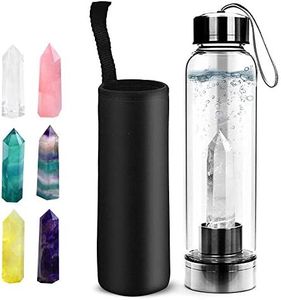 HINATAA Crystal Water Bottle, Removable Healing Natural Quartz Water Bottle, 550 ml (Clear)
