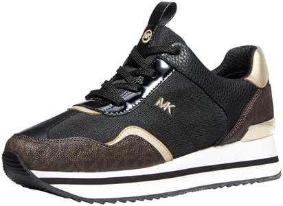 Michael Kors Women's Raina Trainer Slip-On Sneaker, Black/Brown, 6.5