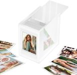 Acrylic Polaroid Picture Frame and Photo Storage Box With magnetic sliding cover for Instax Mini Polaroid Film, 2x3 Instax Frame, Rustic Wedding Guest Book Alternative for Reception ( White, 1Pack )