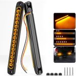 PSEQT 10" 15 LED Trailer Turn Tail Light Bar Amber Sequential Turn Signal Marker Tail Lights Assembly Identification Clearance Strip Light Waterproof for Wrangler Golf Cart Offroad Truck RV UTV ATV